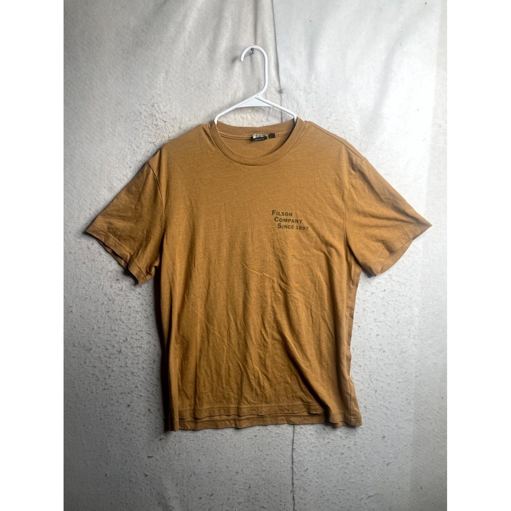 Filson Buckshot T Shirt Mens Large Dijon Brown Whitetail Deer Graphic Buck Tee